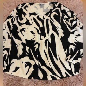 Chico's Black and Cream Abstract Blouse